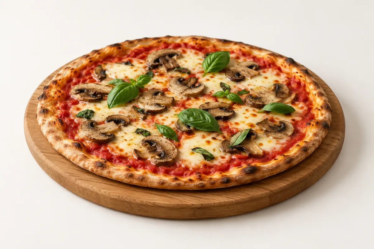 Pizza mit dünnem Boden und Käse