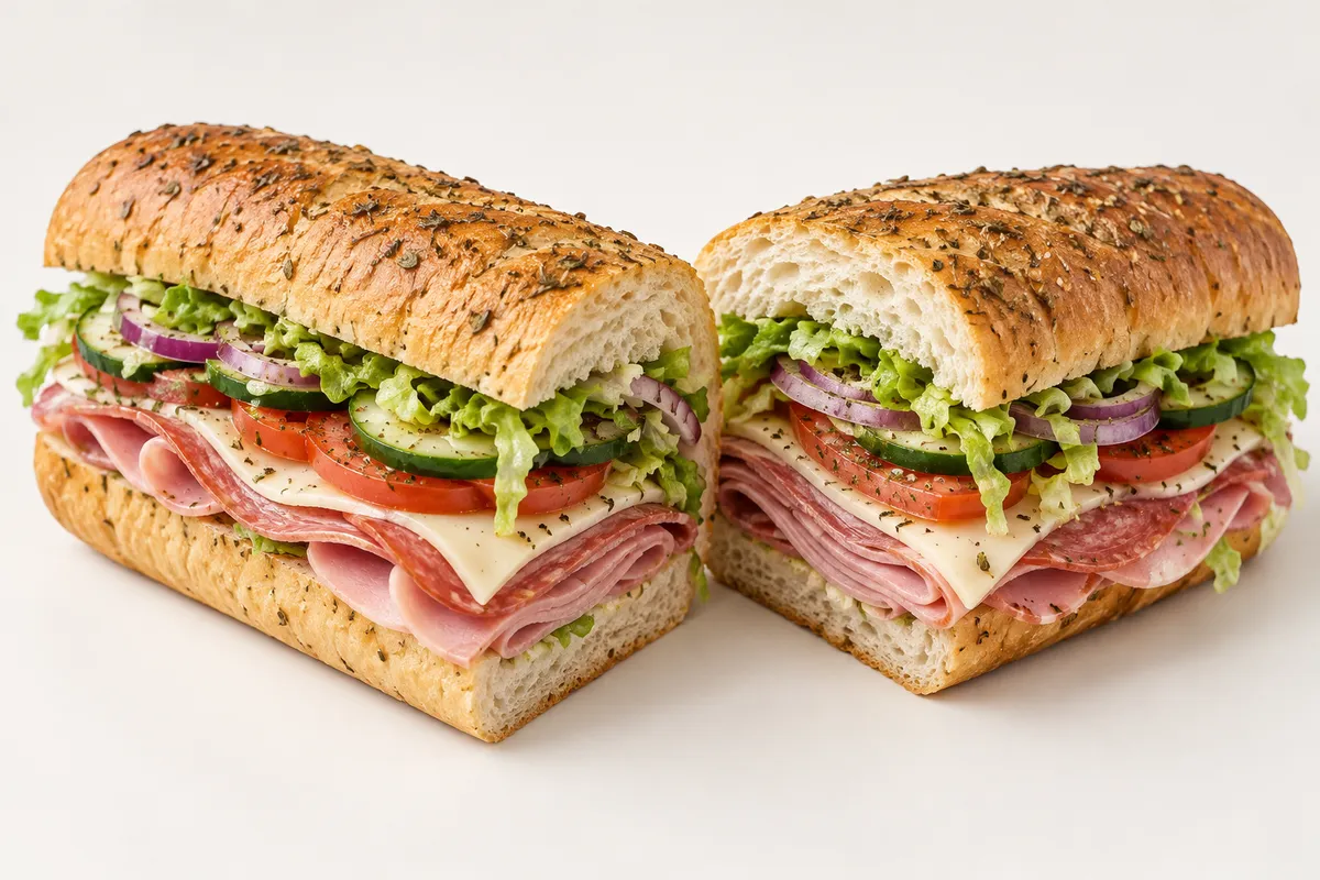 Gefüllte längliche Sandwiches mit Gemüse